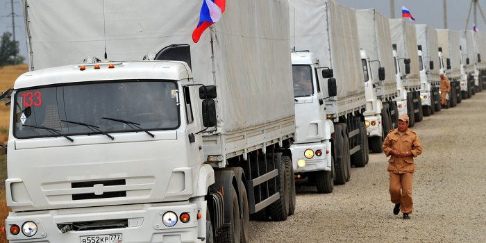 Колонна с гуманитарной помощью для жителей юго-востока Украины выехала из Подмосковья Колонна с гуманитарной помощью для жителей юго-востока Украины выехала из Подмосковья