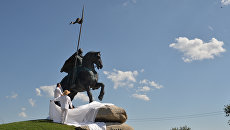 В Киеве открыли памятник Илье Муромцу. Фоторепортаж