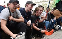 Львовские шахтеры пикетируют правительственный квартал в Киеве