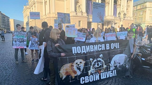 «Посмотри в глаза шубе»: львовяне вышли на акцию против натурального меха «Посмотри в глаза шубе»: львовяне вышли на акцию против натурального меха