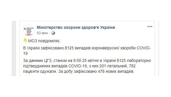 Число зараженных коронавирусом на Украине перевалило за 8 тысяч Число зараженных коронавирусом на Украине перевалило за 8 тысяч