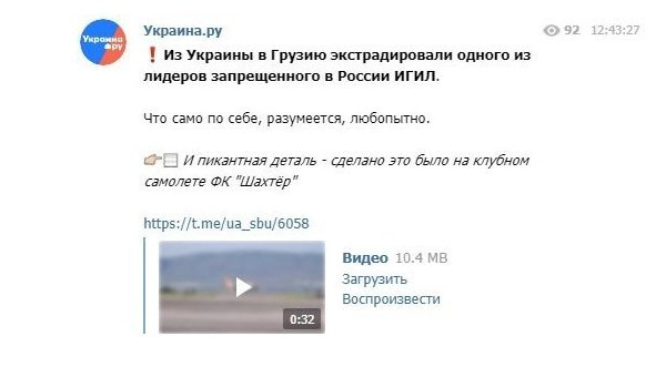 Украина передала Грузии лидера ИГ* Украина передала Грузии лидера ИГ*