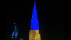 Дубайский небоскреб подсветили в цвета флага Украины