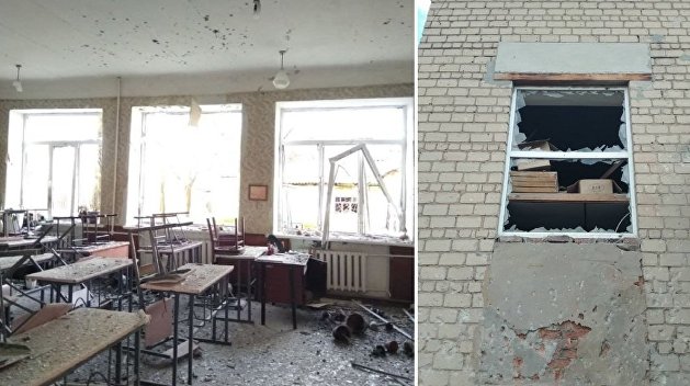 Две школы попали под обстрел в Донецке