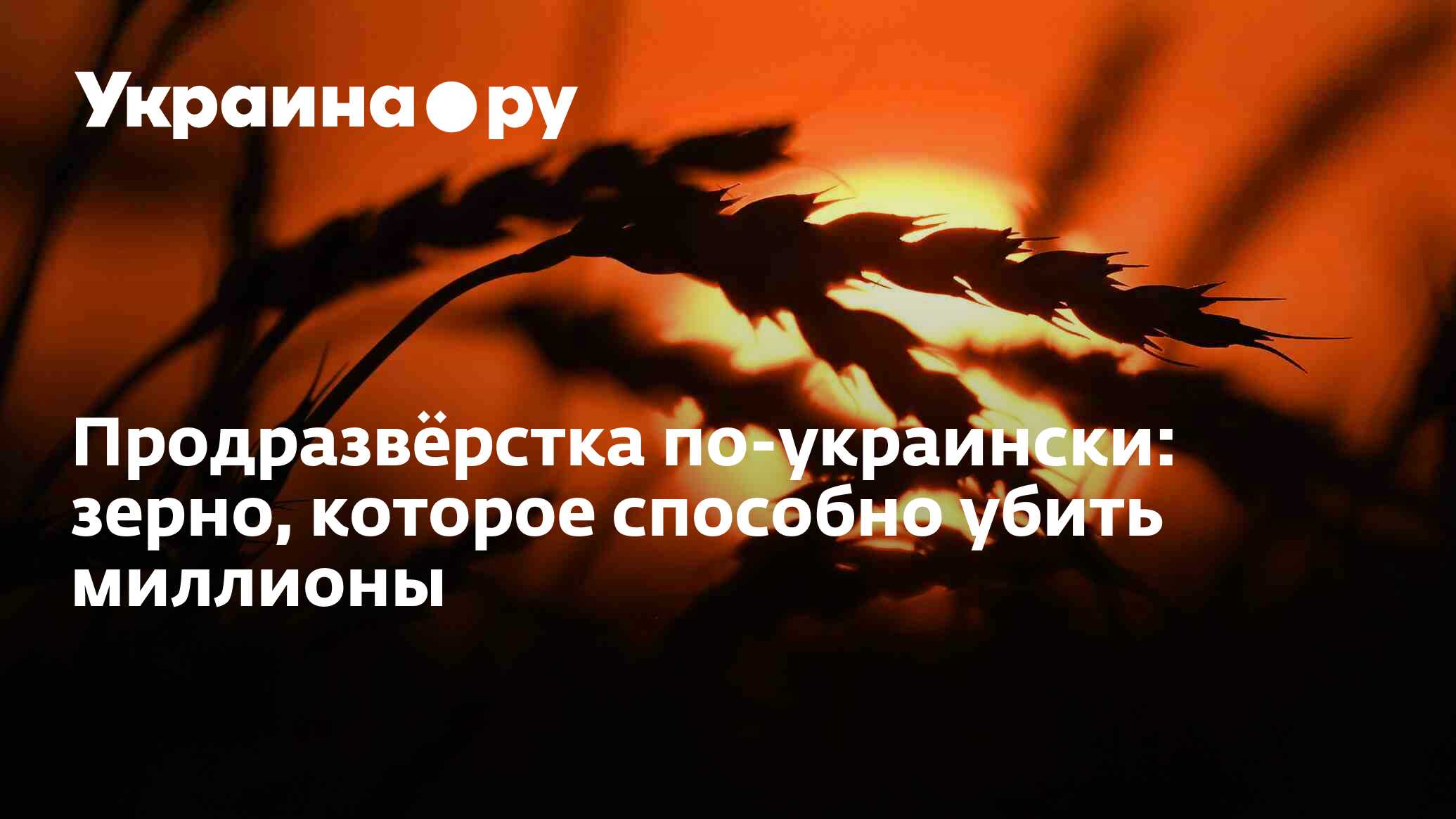 Продразвёрстка по-украински: зерно, которое способно убить миллионы -  13.07.2022 Украина.ру