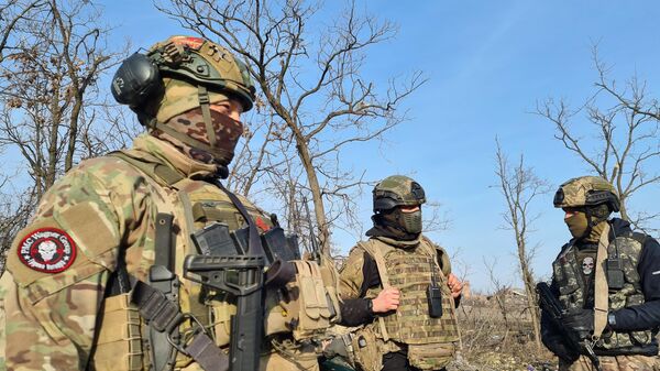 Бойцы группы Вагнер в Артёмовске (Бахмуте) в ДНР
