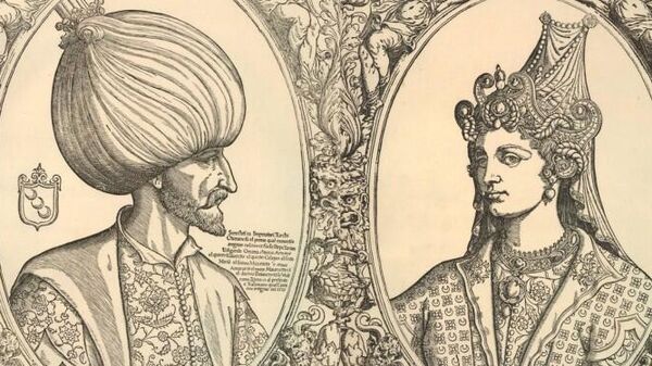 Сулейман Великолепный и Роксолана, ок. 1550 г. (изд. Маттео Пагани, Венеция). Неизвестный художник