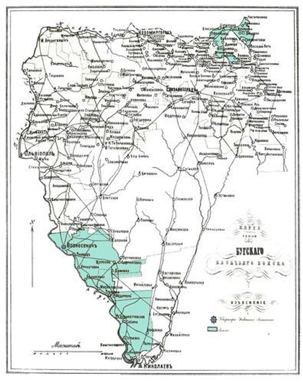 Карта земель Бугского казачьего войска