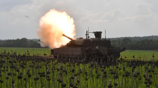 Работа танка Т90-М Прорыв и 120-мм миномета в зоне СВО