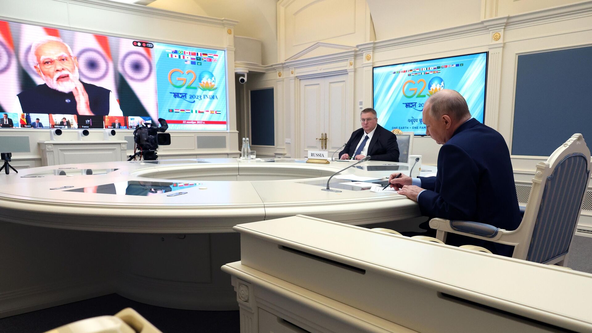 Президент РФ В. Путин принял участие во внеочередном саммите Группы двадцати - РИА Новости, 1920, 23.11.2023