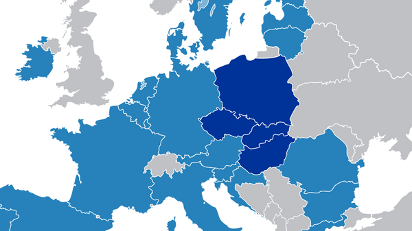 Вишеградская четвёрка на карте Европы