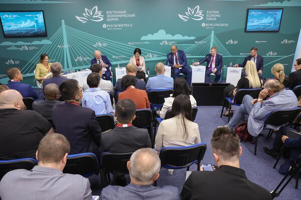 Дискуссия Расширенный БРИКС: новые слагаемые глобальной стабильности. Модератор — глава Экспертного совета БРИКС — Россия Виктория Панова. ВЭФ-2024