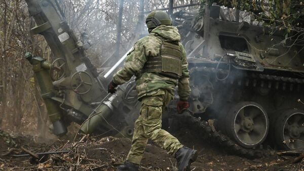 Боевая работа расчета 2С4 Тюльпан самоходно-артиллерийского полка ЦВО на Красноармейском направлении