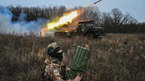 Боевая работа РСЗО Град группировки Запад на Краснолиманском направлении