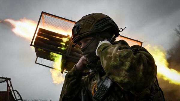 Боевая работа артрасчета РСЗО Град на Курском направлении СВО