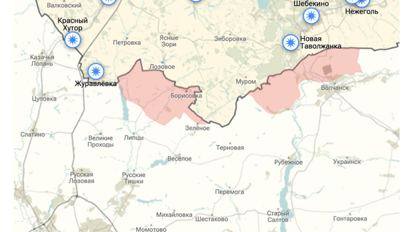 Карта Белгородской и Харьковской областей