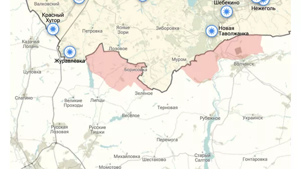 Карта Белгородской и Харьковской областей