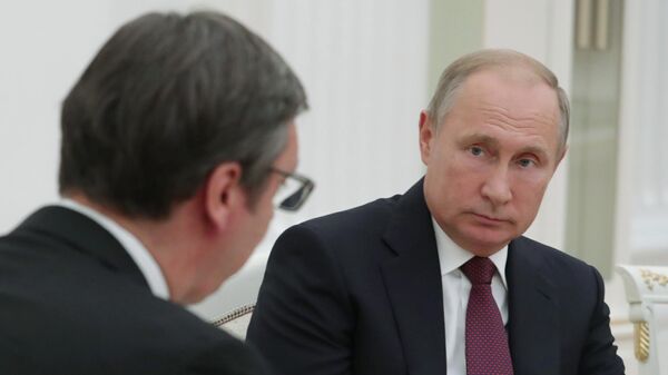 Президент РФ В. Путин встретился с президентом Сербии А. Вучичем