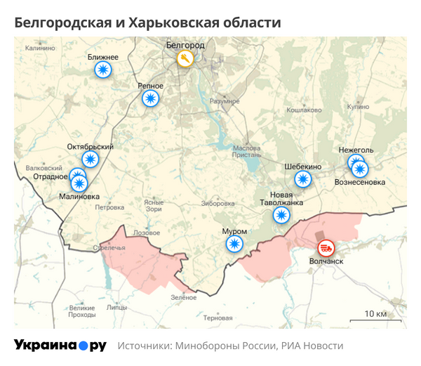 Карта Белгородской и Харьковской областей Карта Белгородской и Харьковской областей