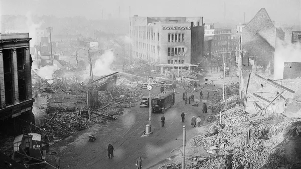 Центральная часть г. Ковентри после немецкой бомбардировки, 1940 год