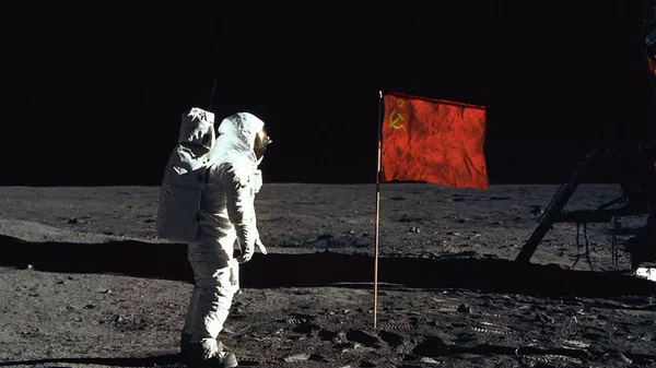Флаг СССР на Луне. Фотомонтаж из социальных сетей Флаг СССР на Луне. Фотомонтаж из социальных сетей
