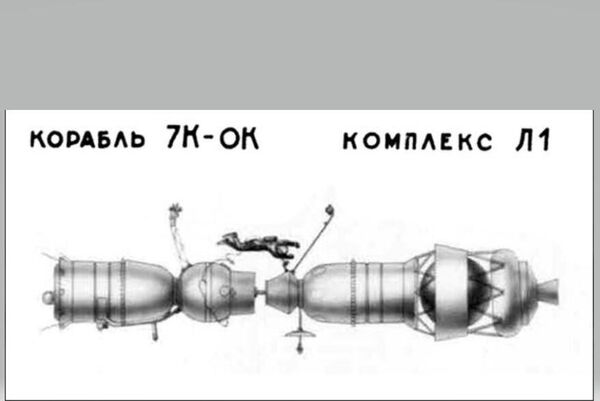 Пересадка космонавта из корабля 7К-ОК в 7К-1Л. 1967 год. Архив РКК Энергия
