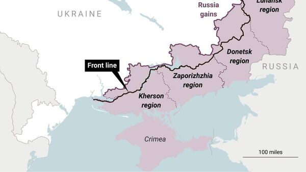 Один из вариантов линии разграничения между Украиной и Россией по версии The Times