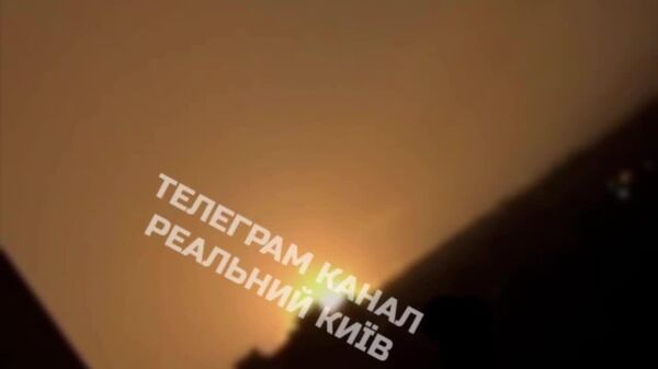 Видео ночного прилета в районе Трипольской ТЭС под Киевом