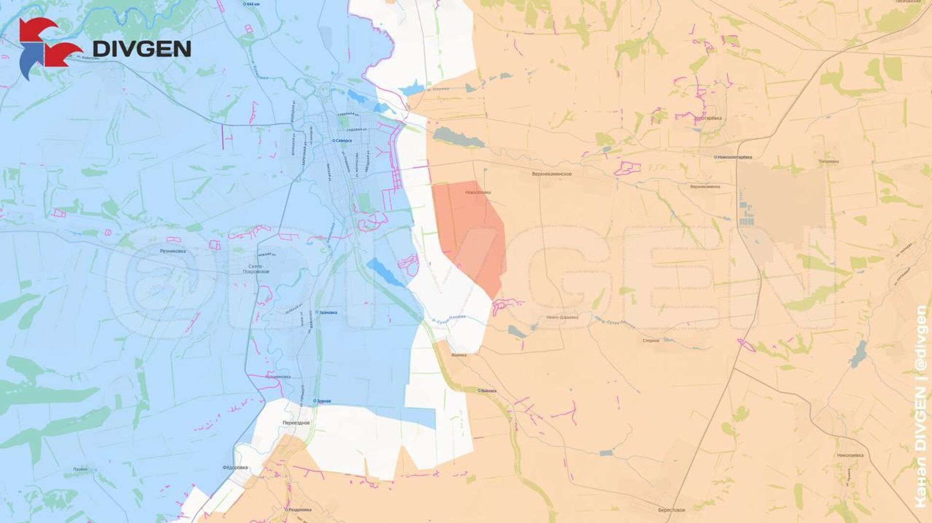 Изменения линии фронта за минувшие сутки нанёс на карту канал DivGen: - РИА Новости, 1920, 12.09.2025
