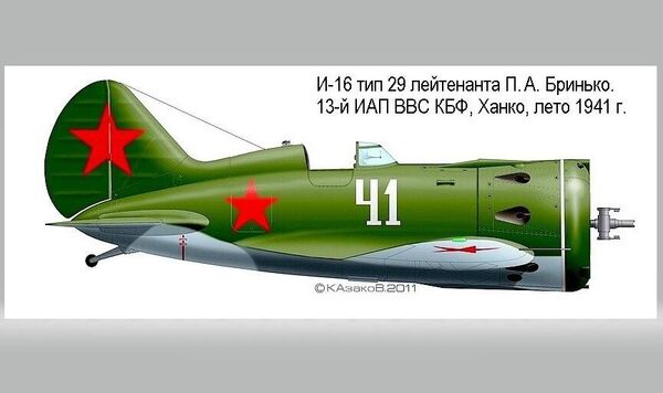 Истребитель И-16 Петра Бринько