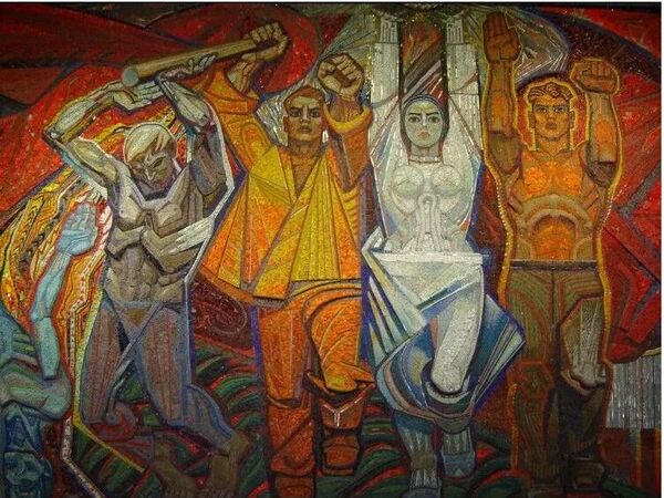 Мозаика Знамя победы или Эстафета, 1969 год. Авторы - Алла Горская, Виктор Зарецкий, Борис Плаксий