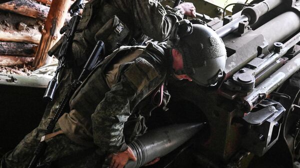 Боевая работа пушки Гиацинт-Б 25-й армии группировки войск Запад на Краснолиманском направлении СВО