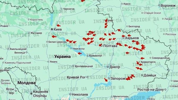 Идёт массированный налёт БПЛА по целям на Украине