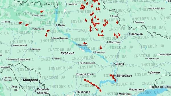 О двух огромных скоплениях Гераней курсом на Полтавскую и еще Днепропетровскую области пишут украинские ТГ-каналы, публикуя карту их примерного курса