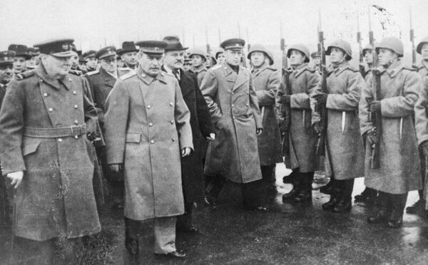 Уинстон Черчилль, Иосиф Сталин, Вячеслав Молотов. Москва, 9 октября 1944 года