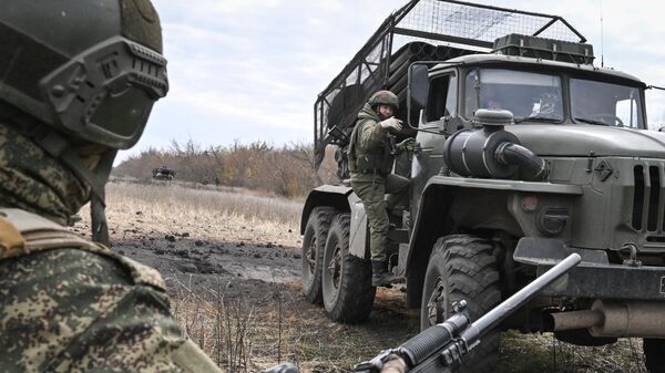 Боевая работа РСЗО Град группировки Центр