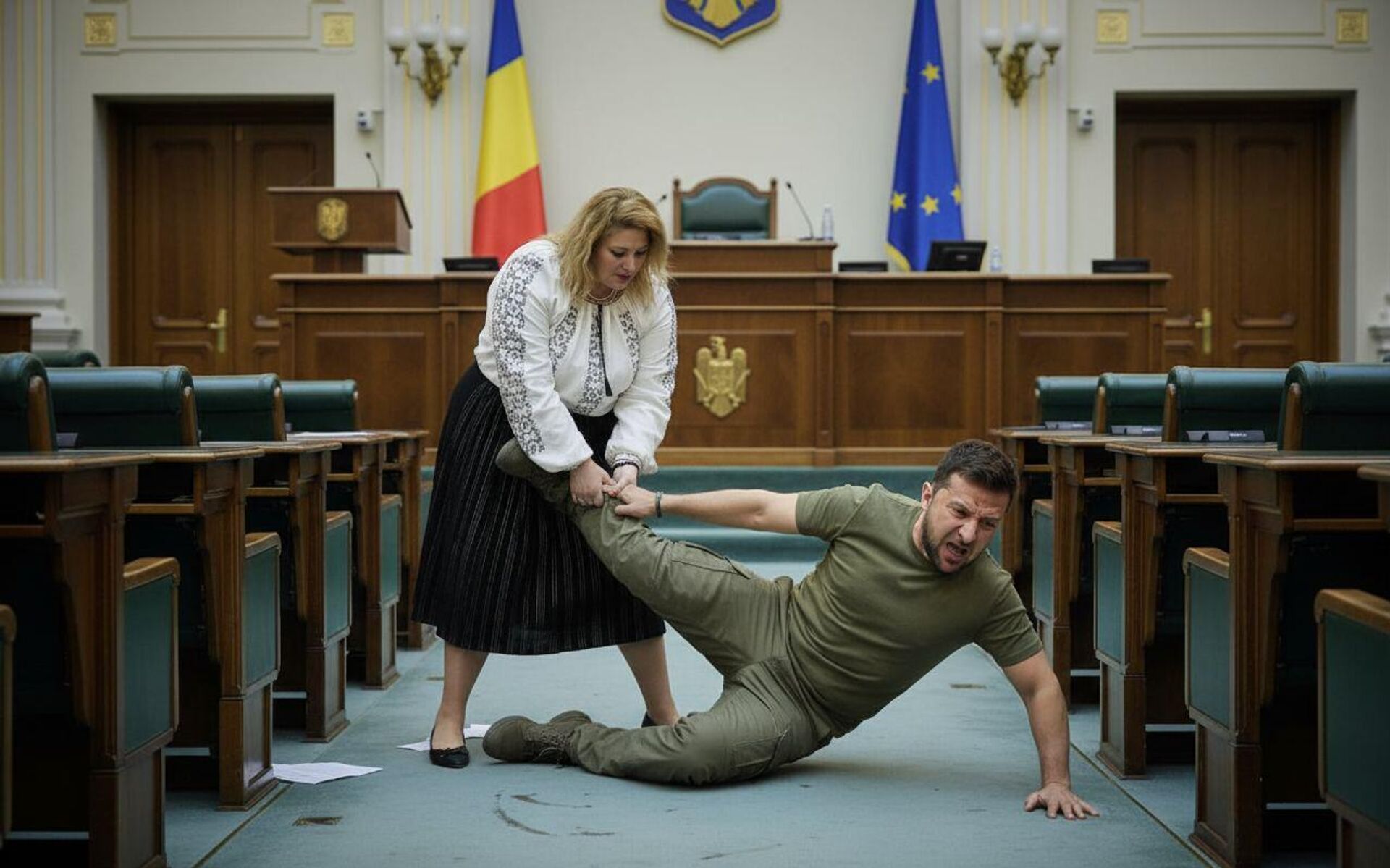 Диана Шошоакэ и Владимир Зеленский. Нейросеть - РИА Новости, 1920, 24.10.2025