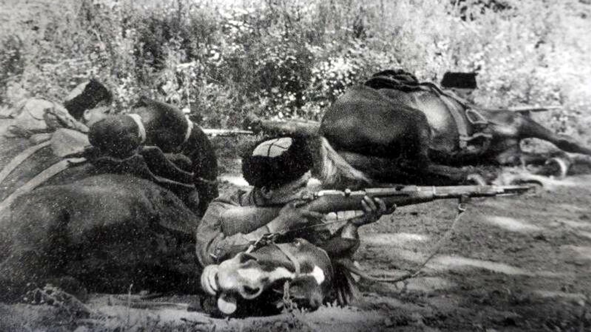 Кавалеристы-разведчики казачьей части в засаде, август 1942 года Кавалеристы-разведчики казачьей части в засаде, август 1942 года - РИА Новости, 1920, 27.10.2025