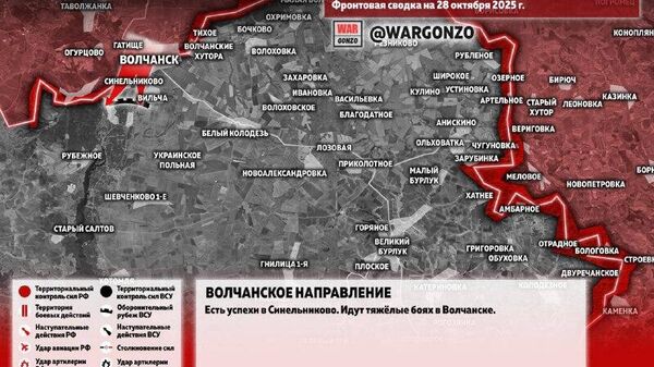 Ситуация на фронте к утру 28 октября от канала «WarGonzo»: