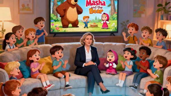 Албанский министр Диэлла смотрит мультики со своими детьми, Нейросеть