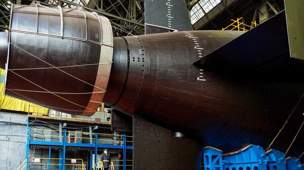 Церемония вывода из эллинга атомной подводной лодки Хабаровск в Северодвинске