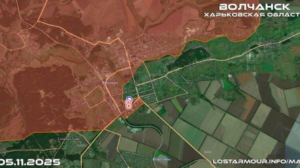 Флаг России в южной части Волчанска Харьковской области