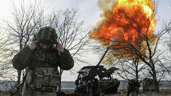 Боевая работа расчета САУ 2С7 Пион 45-й артбригады на Купянском направлении