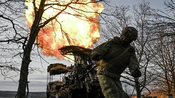 Боевая работа расчета САУ 2С7 Пион 45-й артбригады на Купянском направлении