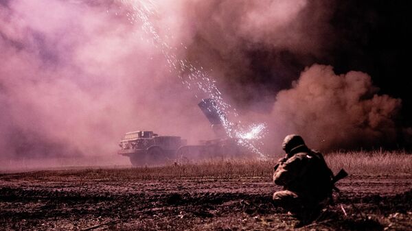 Боевая работа расчета РСЗО Ураган на Купянском участке фронта