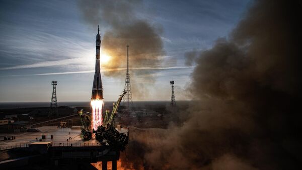 Запуск пилотируемого корабля Союз МС-28 с космодрома Байконур