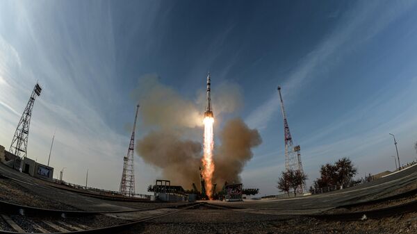 Запуск пилотируемого корабля Союз МС-28 с космодрома Байконур