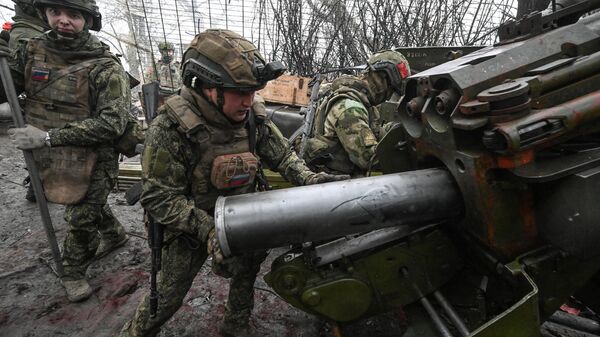 Боевая работа пушки 2А36 Гиацинт-Б группировки войск Центр