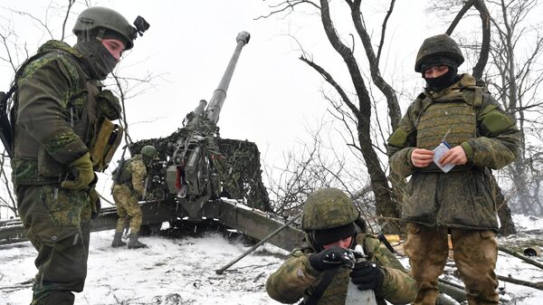 Работа гаубиц Мста-Б в южном секторе СВО