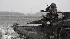 Работа танков Т-72Б в южном секторе СВО